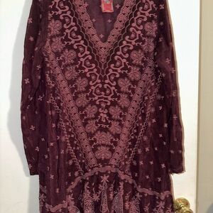 Embroidered Burgundy Dress